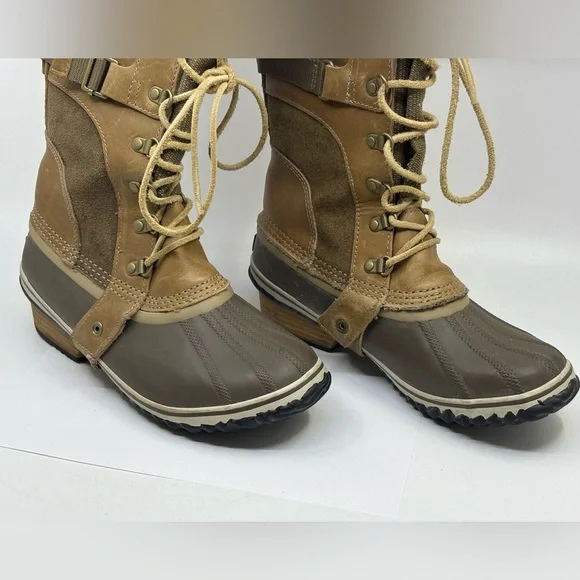 Sorel Carley conquest knee high winter/ rain boots tan size 8.5 - Picture 3 of 9